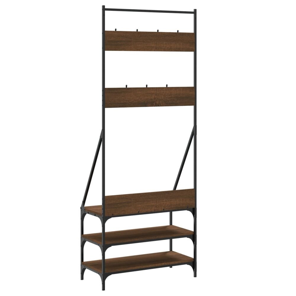 Kledingrek met schoenenrek 72x34x184 cm bruin eikenkleur