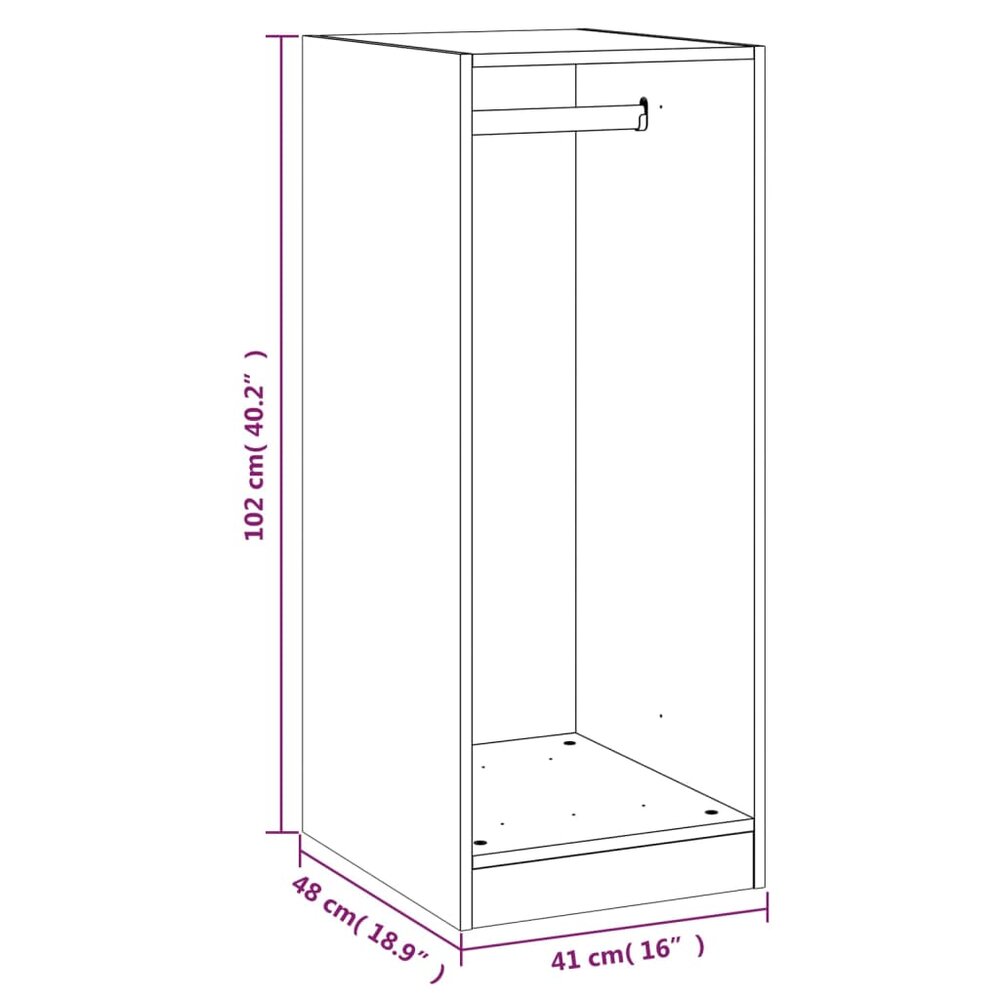 Kledingkast 48x41x102 cm bewerkt hout bruin eikenkleurig