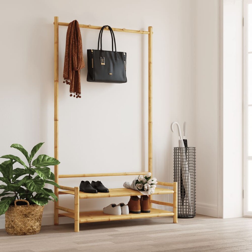 Kledingrek met schappen 103x40x183 cm bamboe