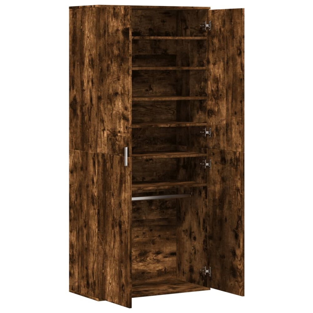 Schoenenkast 80x39x178 cm bewerkt hout gerookt eikenkleurig
