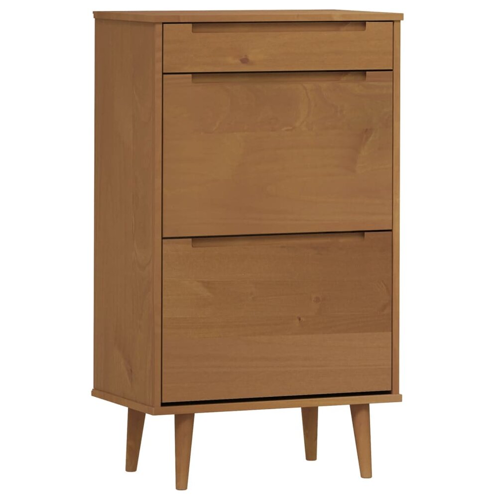 Schoenenkast MOLDE 59,5x35x103 cm massief grenenhout bruin