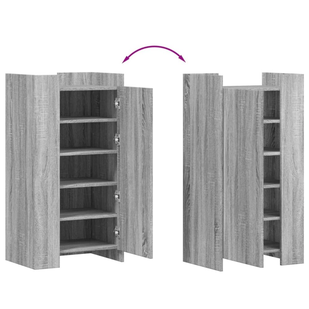 Schoenenkast 52x37,5x100 cm bewerkt hout grijs sonoma eiken