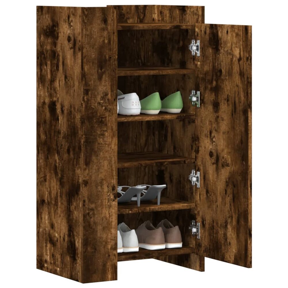 Schoenenkast 52x37,5x100 cm bewerkt hout gerookt eikenkleurig