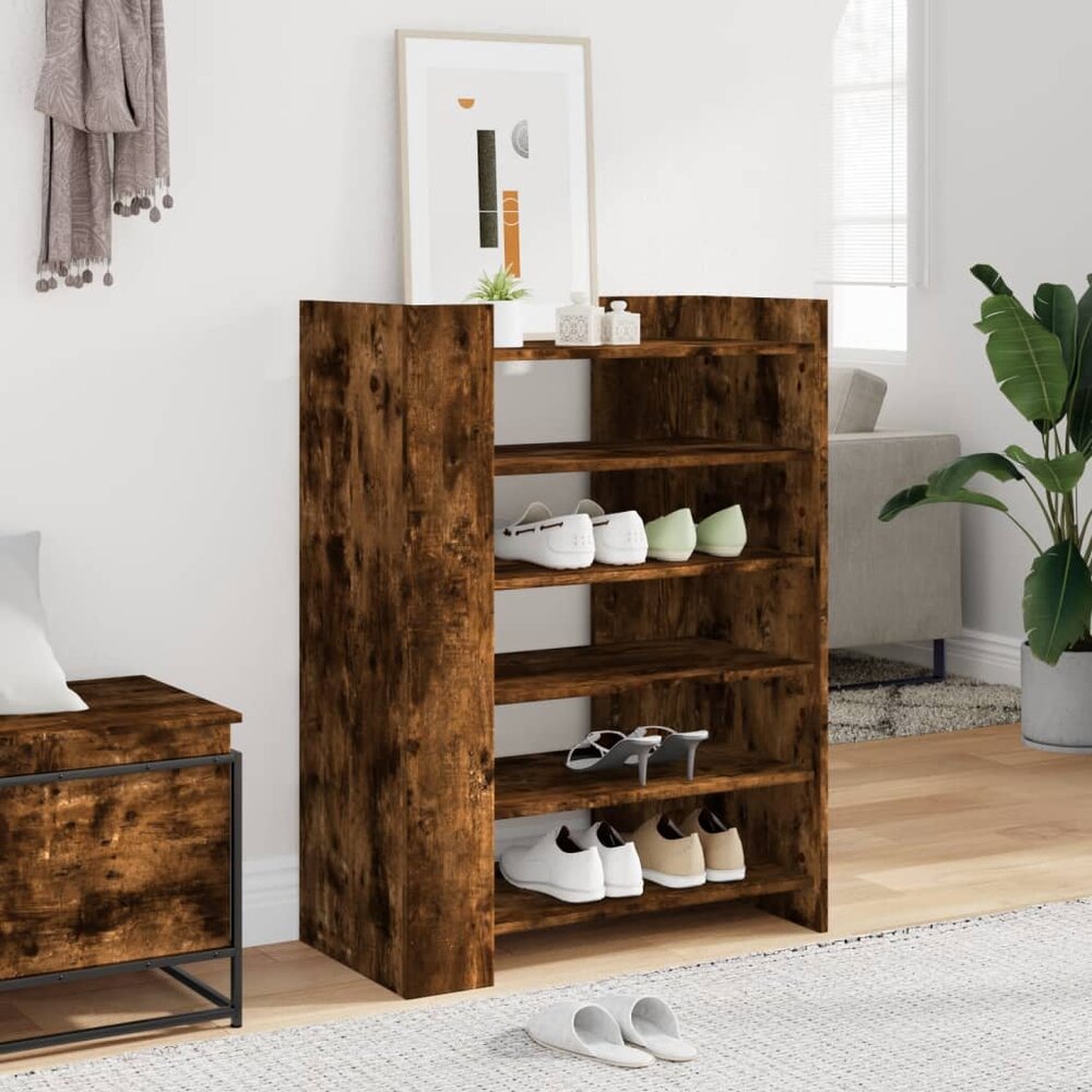 Schoenenkast 74,5x37,5x100 cm bewerkt hout gerookt eikenkleurig