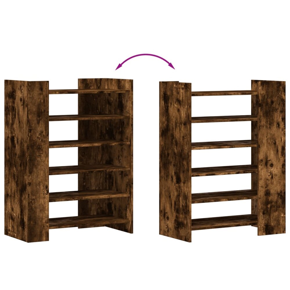 Schoenenkast 74,5x37,5x100 cm bewerkt hout gerookt eikenkleurig