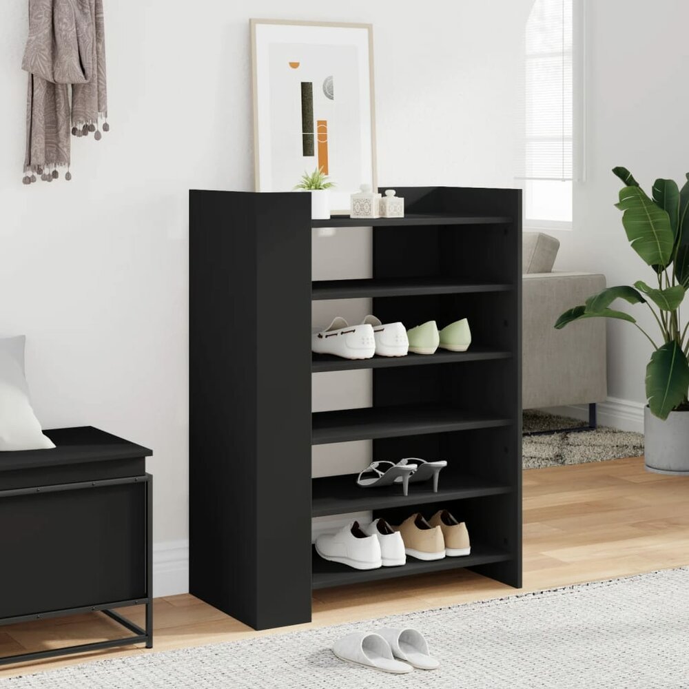 Schoenenkast 74,5x37,5x100 cm bewerkt hout zwart