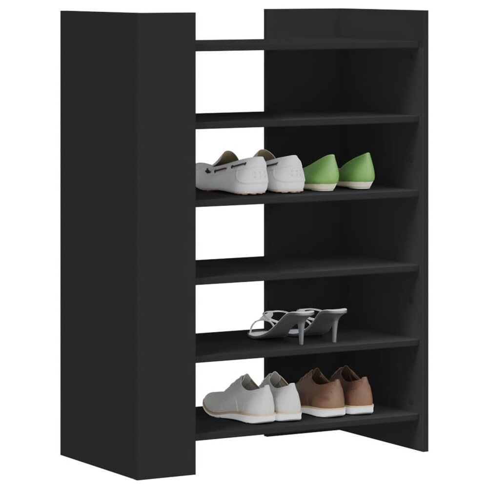 Schoenenkast 74,5x37,5x100 cm bewerkt hout zwart