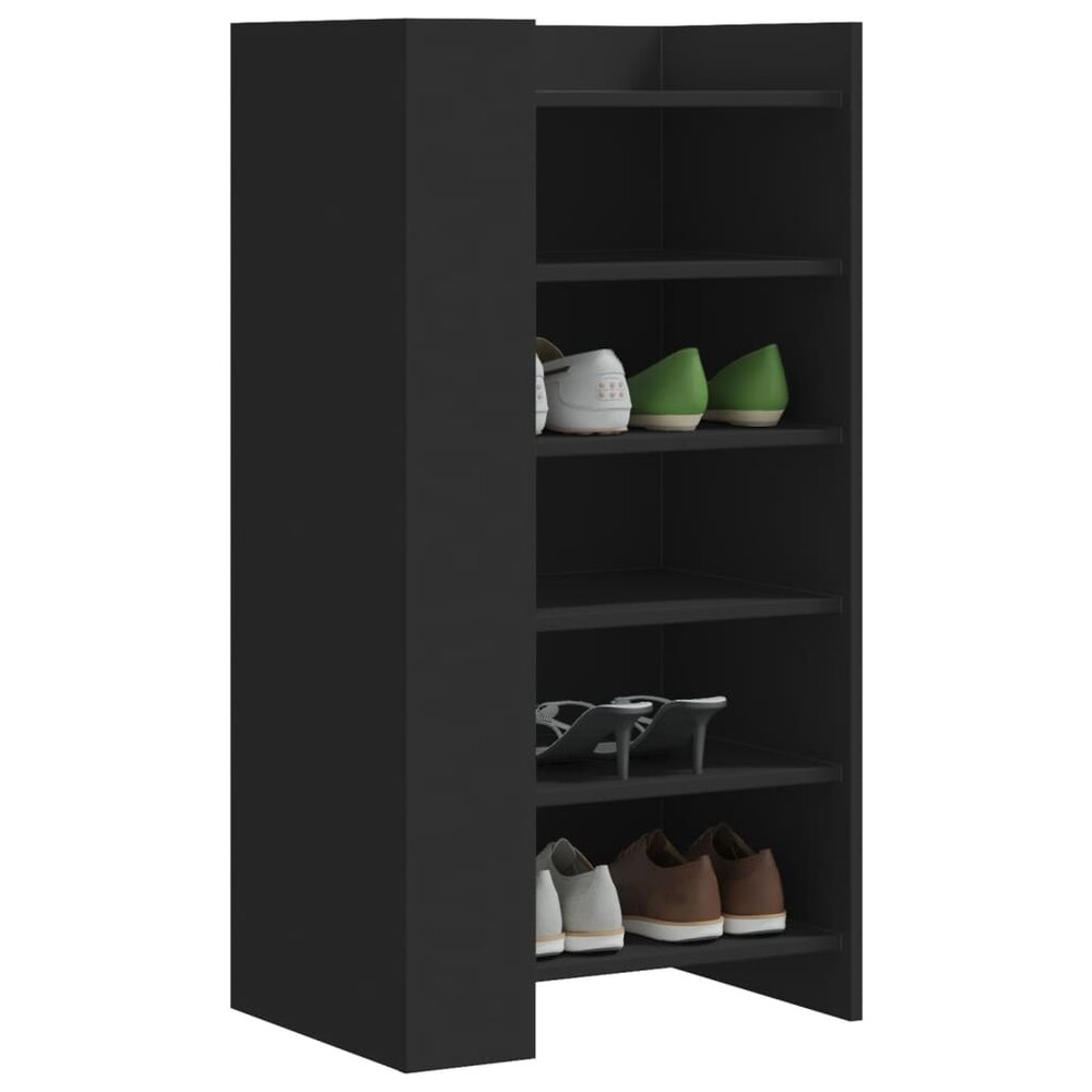 Schoenenkast 52x37,5x100 cm bewerkt hout zwart