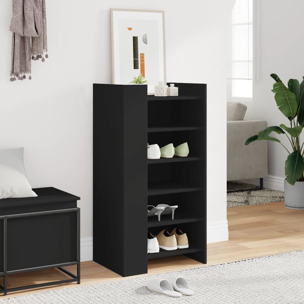 Schoenenkast 52x37,5x100 cm bewerkt hout zwart