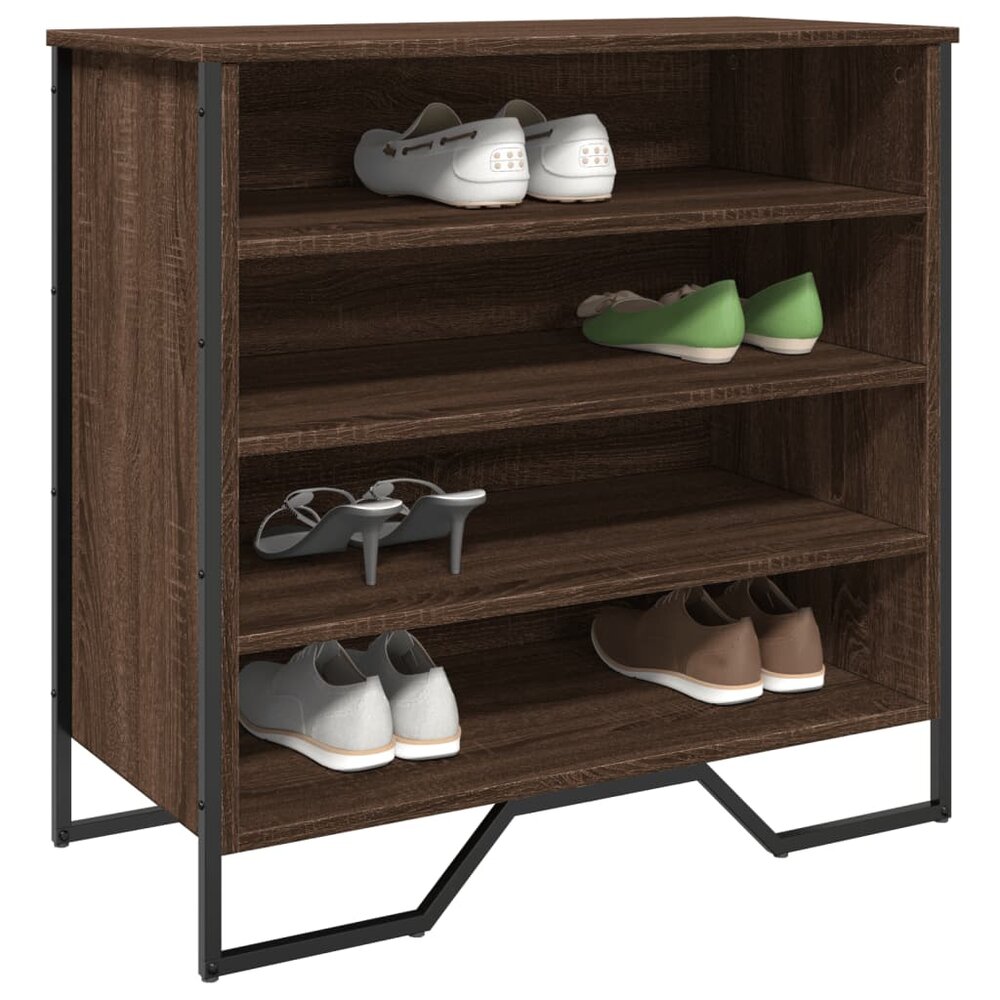 Schoenenkast 80x38x78 cm bewerkt hout bruin eikenkleurig