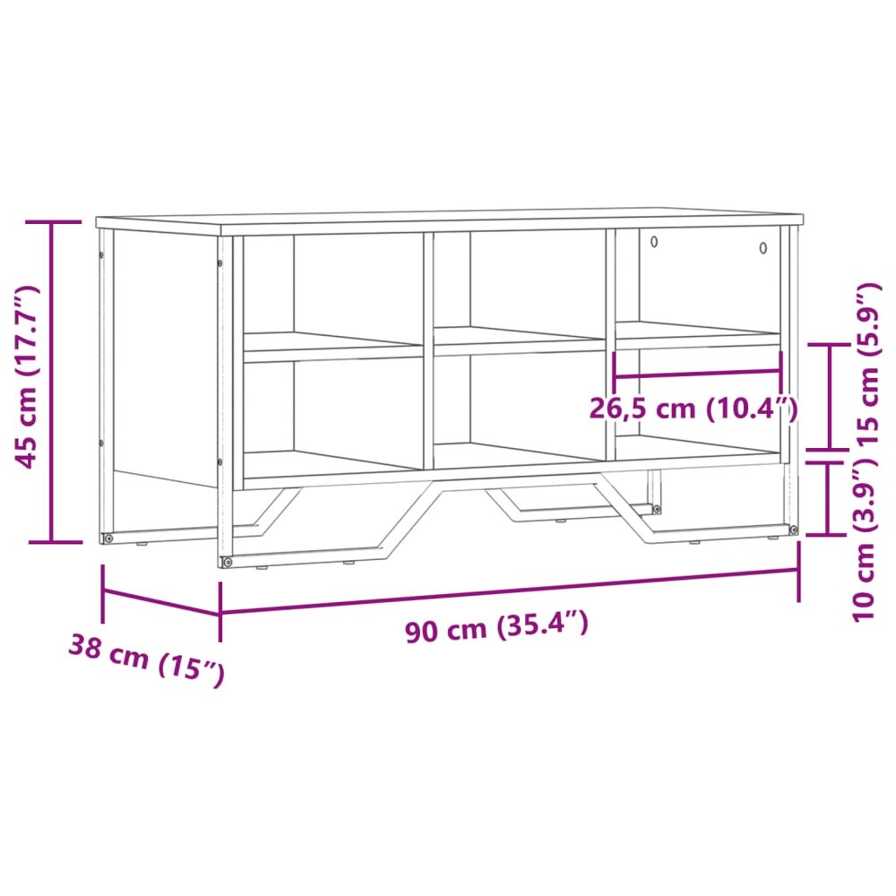Schoenenkast 90x38x45,5 cm bewerkt hout bruin eikenkleurig