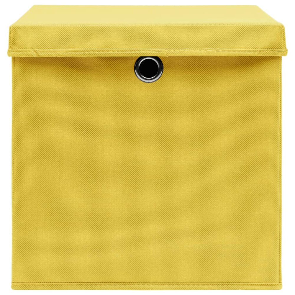 Opbergboxen met deksel 10 st 28x28x28 cm geel