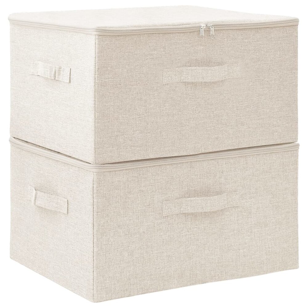 Opbergboxen 2 st 43x34x23 cm stof cr&egrave;mekleurig