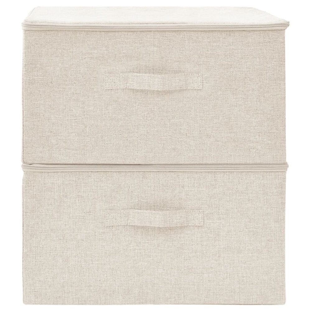 Opbergboxen 2 st 43x34x23 cm stof cr&egrave;mekleurig