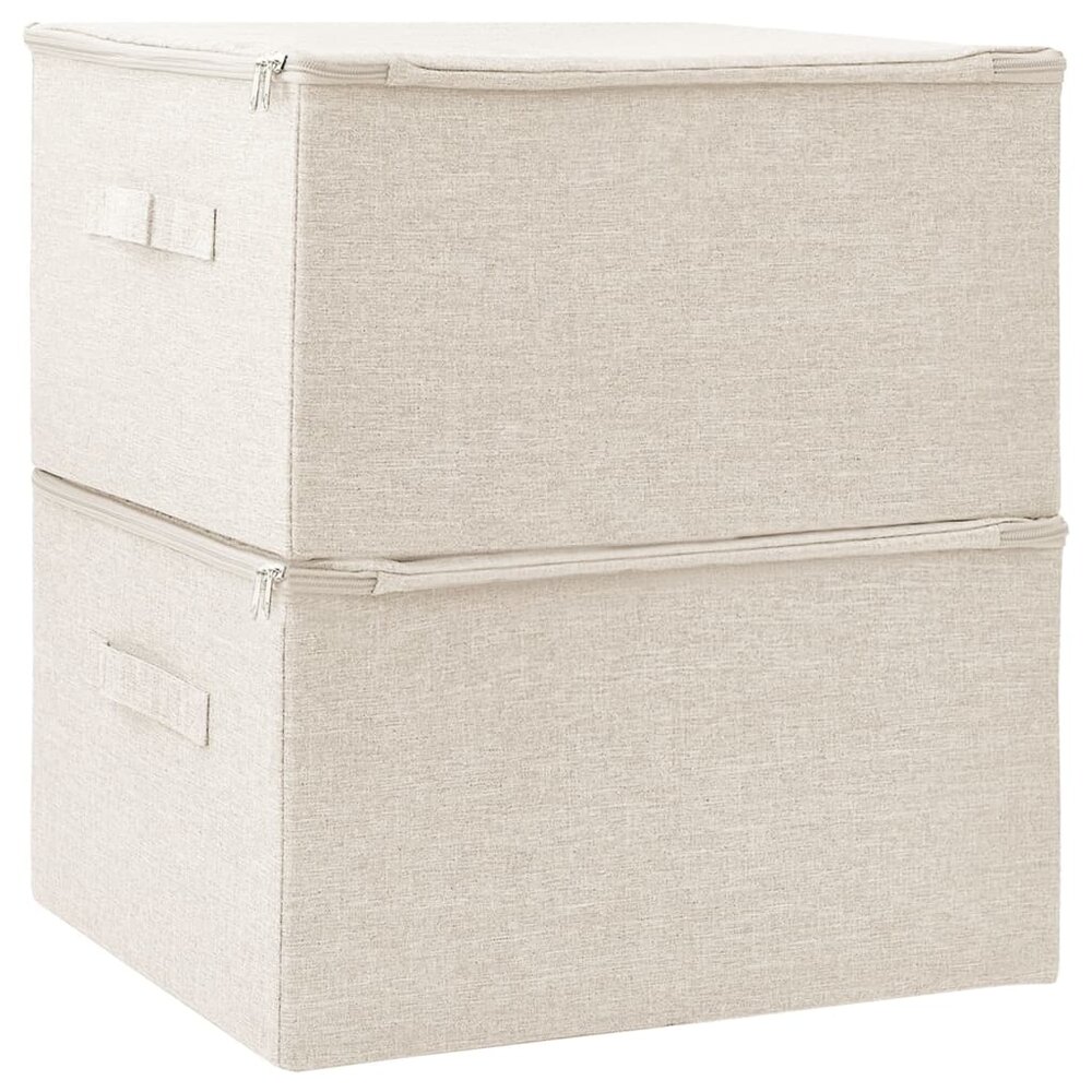 Opbergboxen 2 st 43x34x23 cm stof cr&egrave;mekleurig