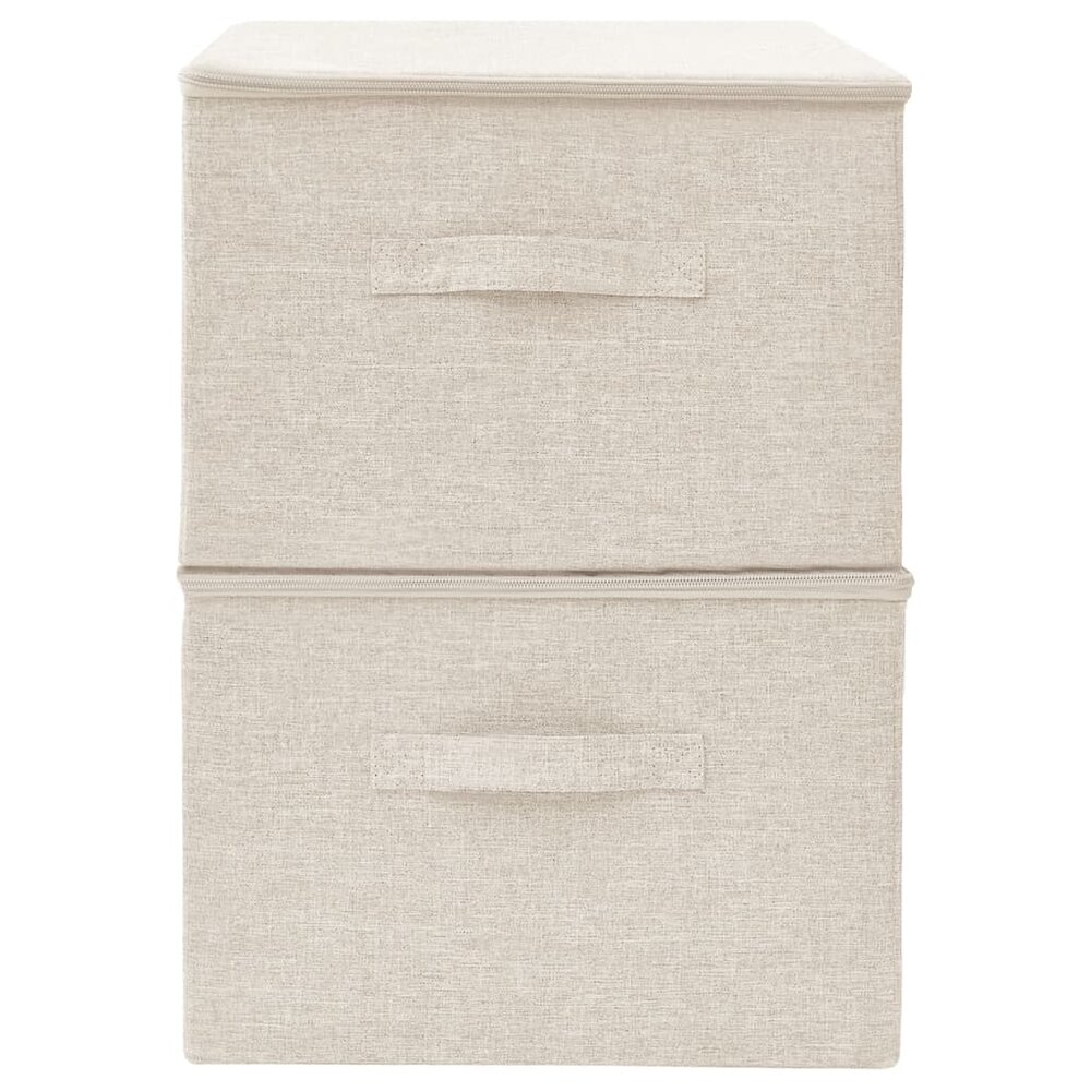 Opbergboxen 2 st 43x34x23 cm stof cr&egrave;mekleurig
