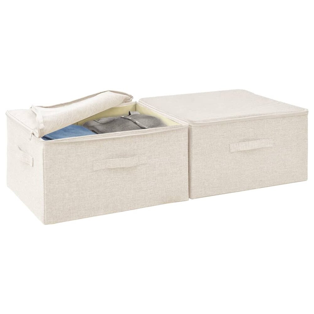 Opbergboxen 2 st 43x34x23 cm stof cr&egrave;mekleurig