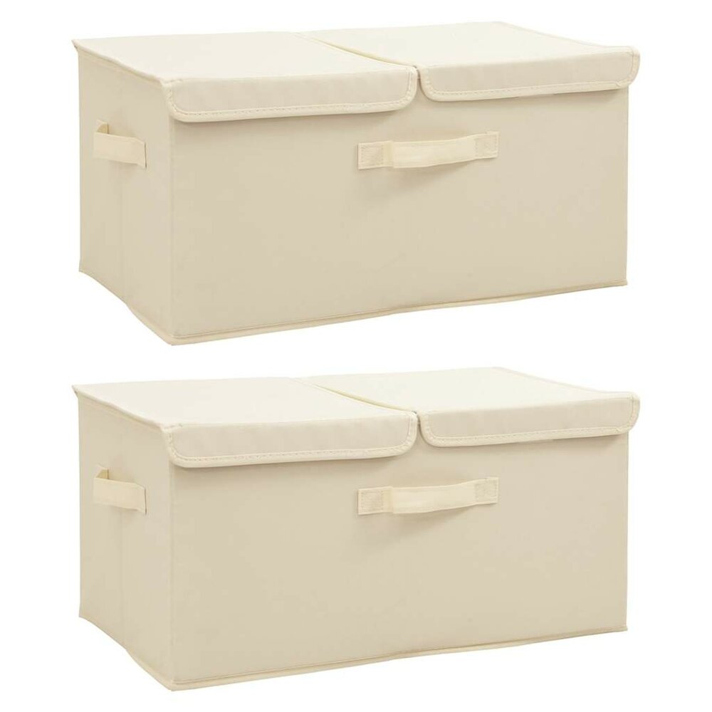 Opbergboxen 2 st 50x30x25 cm stof cr&egrave;mekleurig