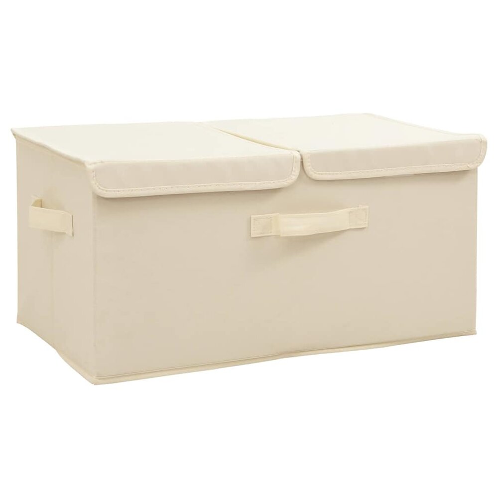 Opbergboxen 2 st 50x30x25 cm stof cr&egrave;mekleurig