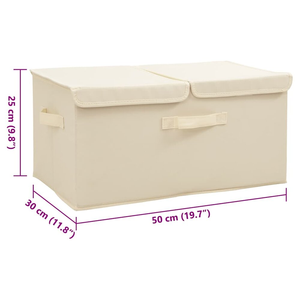 Opbergboxen 2 st 50x30x25 cm stof cr&egrave;mekleurig