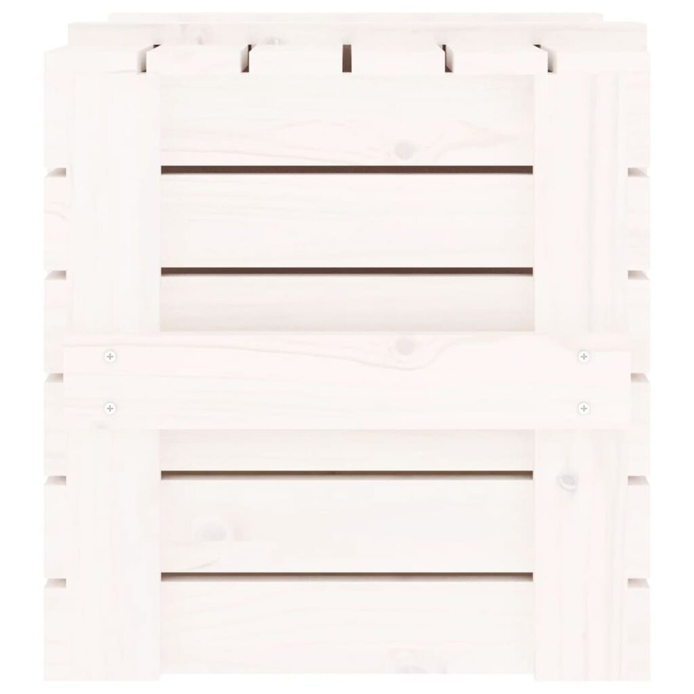 Opbergbox 58x40,5x42 cm massief grenenhout wit