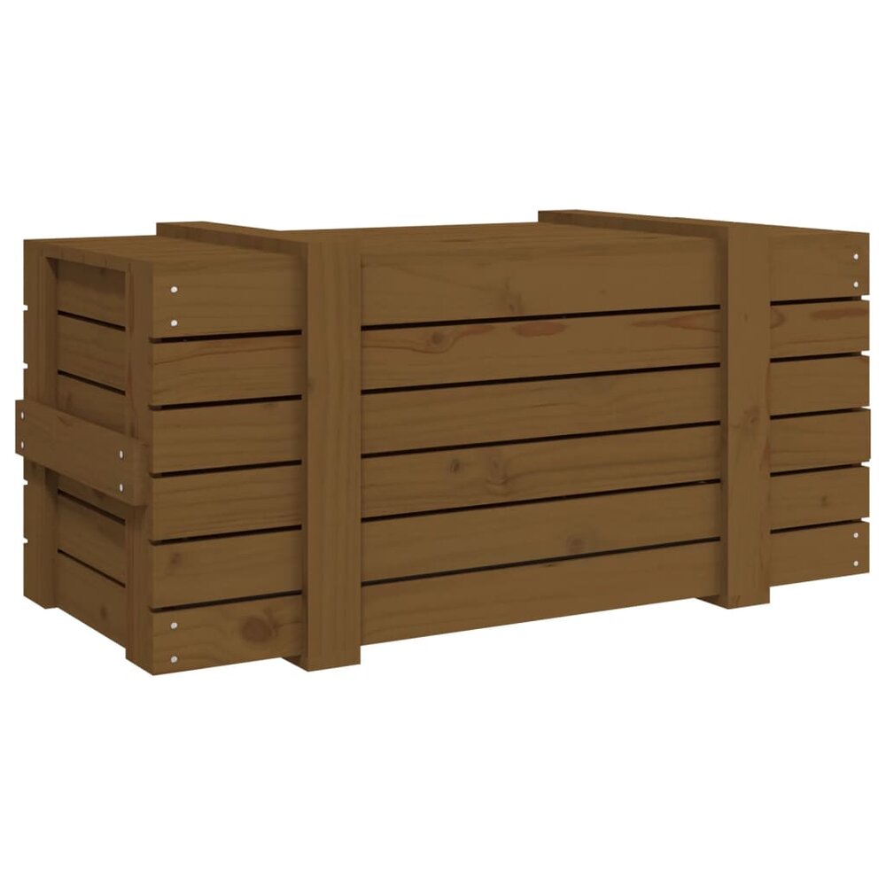 Opbergbox 91x40,5x42 cm massief grenenhout honingbruin