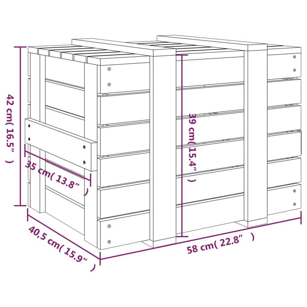 Opbergbox 58x40,5x42 cm massief grenenhout honingbruin