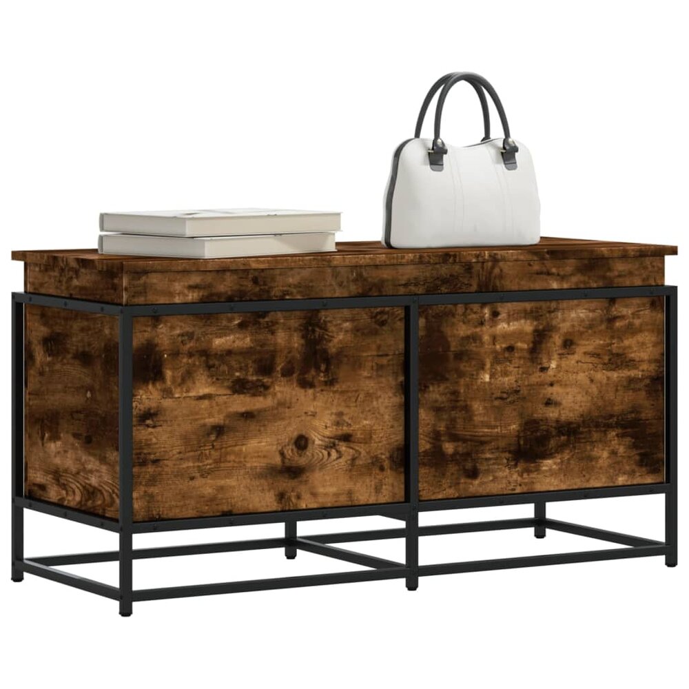 Opbergbox met deksel 100x40x51,5 cm bewerkt hout gerookt eiken