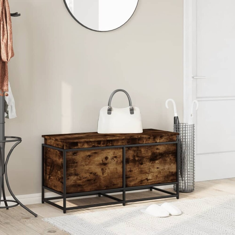 Opbergbox met deksel 100x40x51,5 cm bewerkt hout gerookt eiken