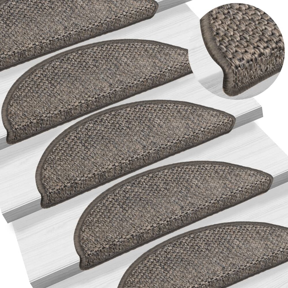 Trapmatten zelfklevend 15 st sisal-look 56x17x3 cm bruinbeige