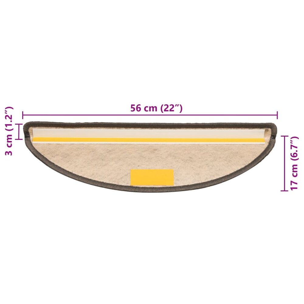 Trapmatten zelfklevend 15 st sisal-look 56x17x3 cm bruinbeige