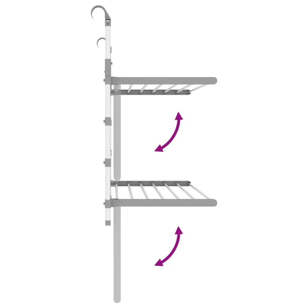 Droogrek voor balkon 89x25x(60-95) cm aluminium