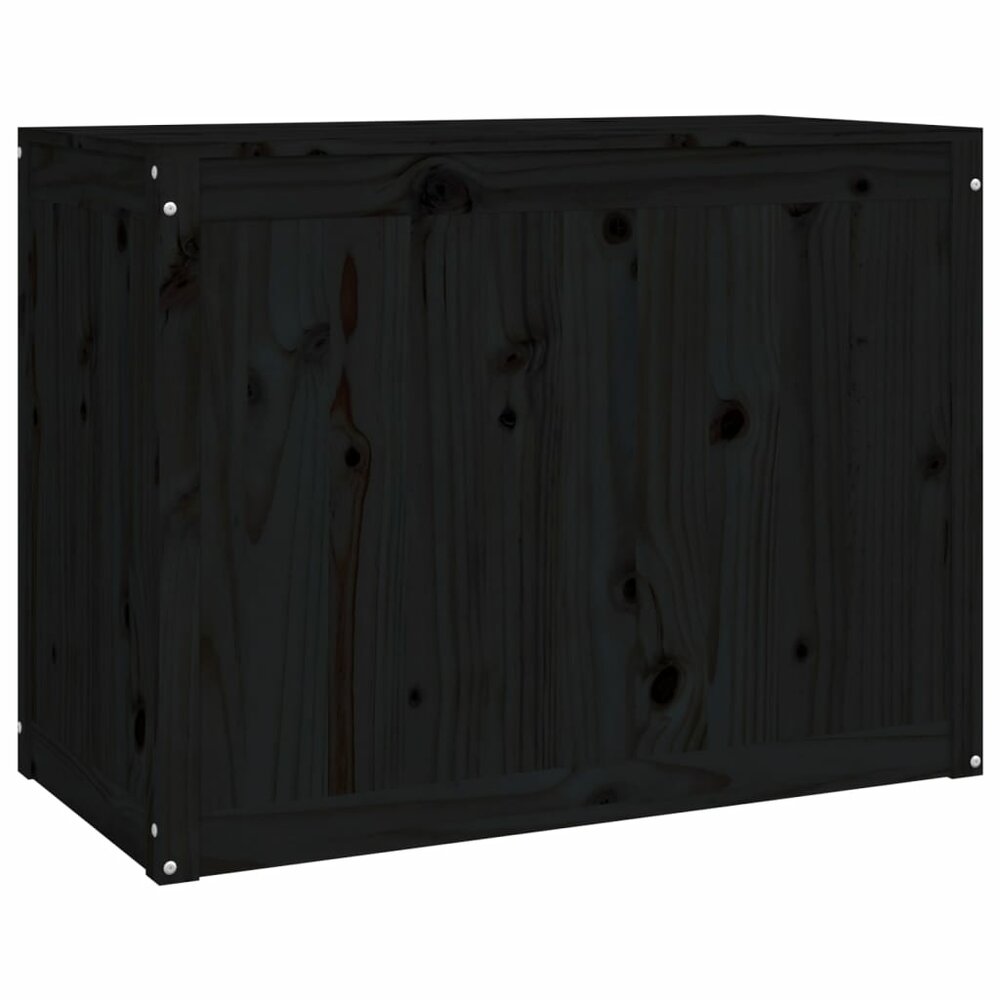 Wasmand 88,5x44x66 cm massief grenenhout zwart