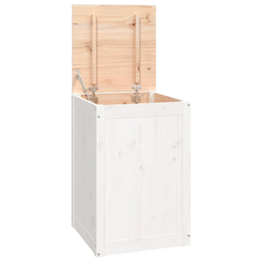 Wasmand 44x44x66 cm massief grenenhout wit