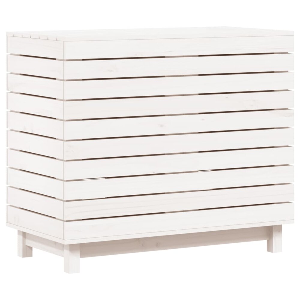 Wasmand 88,5x44x76 cm massief grenenhout wit