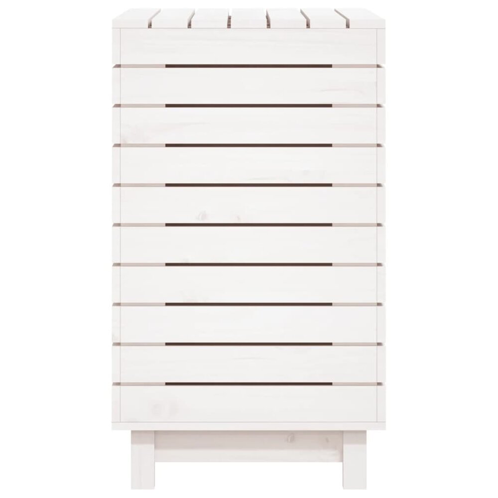 Wasmand 88,5x44x76 cm massief grenenhout wit