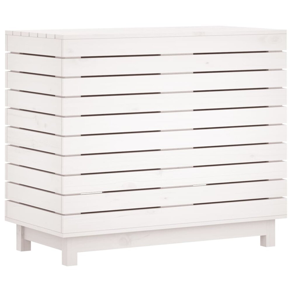Wasmand 88,5x44x76 cm massief grenenhout wit