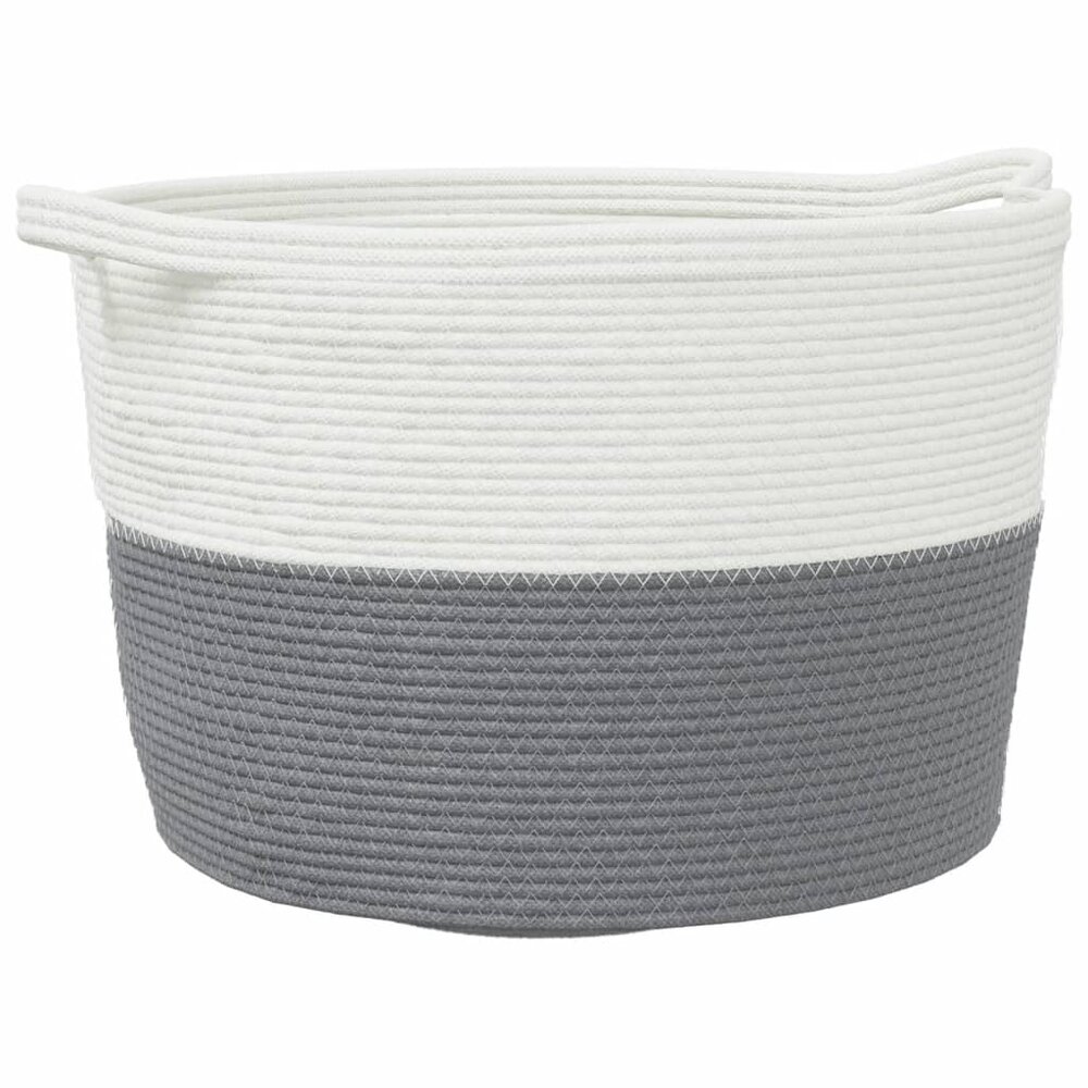 Wasmand &Oslash; 60x36 cm katoen grijs en wit