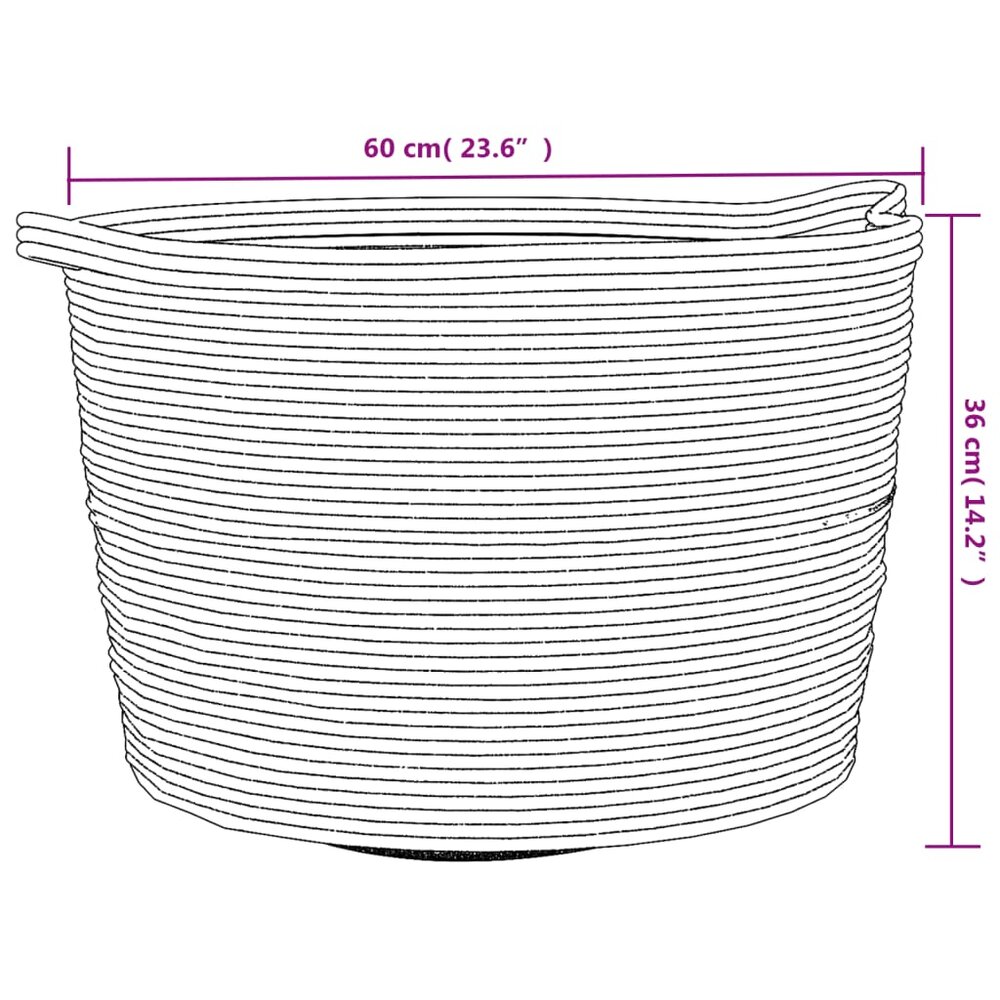 Wasmand &Oslash; 60x36 cm katoen grijs en wit