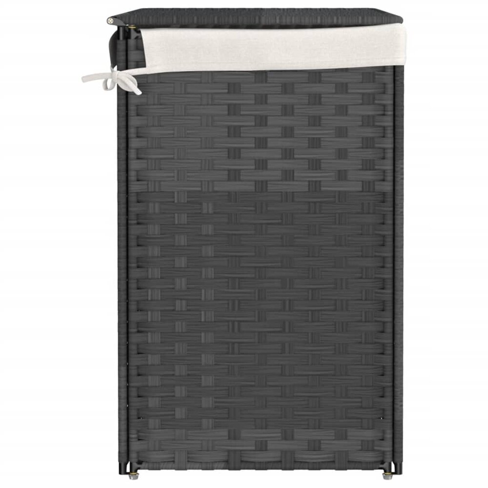 Wasmand met 2 vakken 53x35x57 cm poly rattan grijs