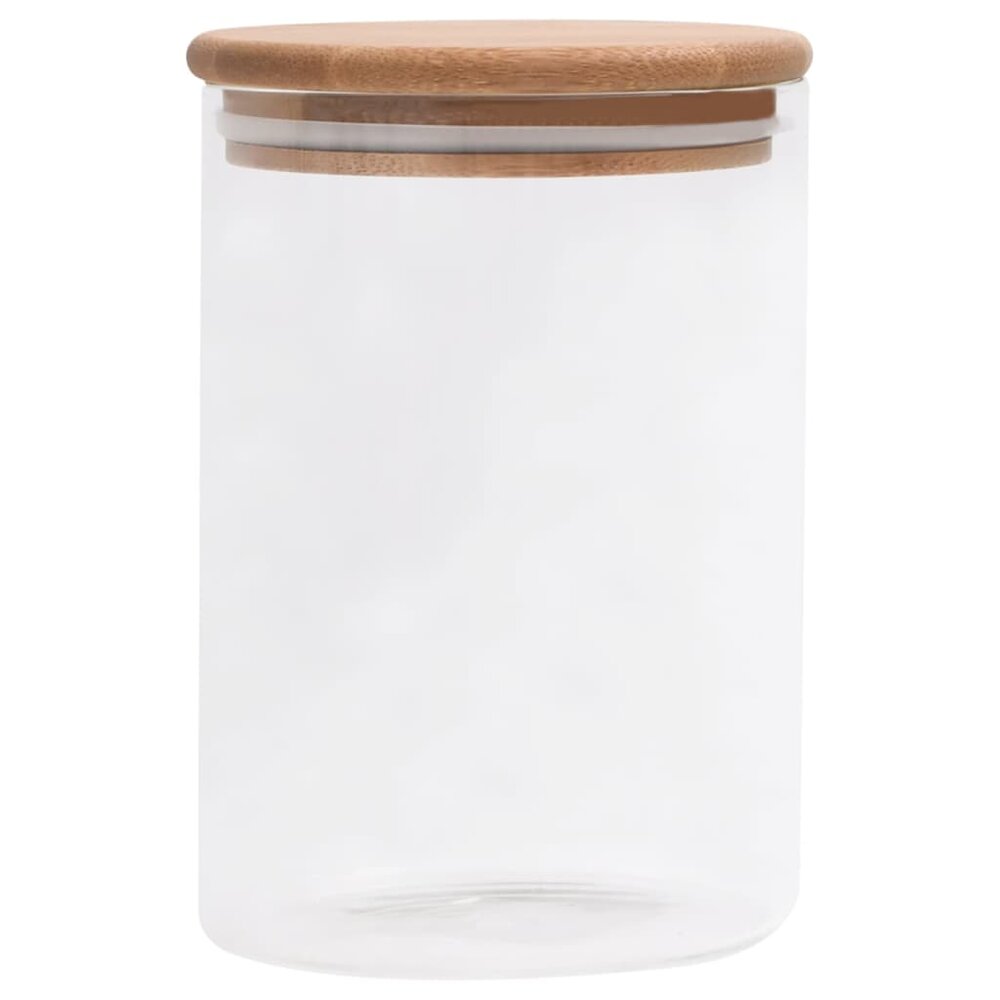Opbergpotten met bamboe deksels 4 st 800 ml glas