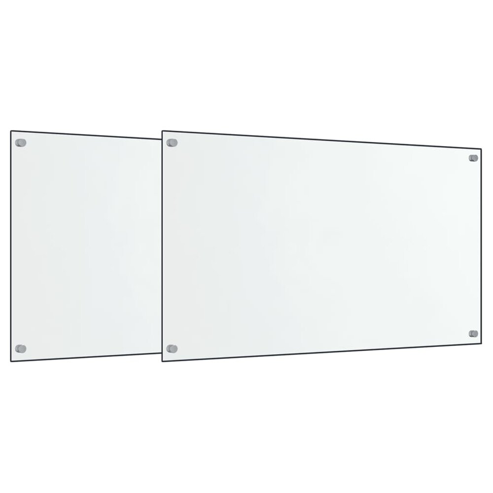 Spatschermen keuken 2 st 70x50 cm gehard glas transparant