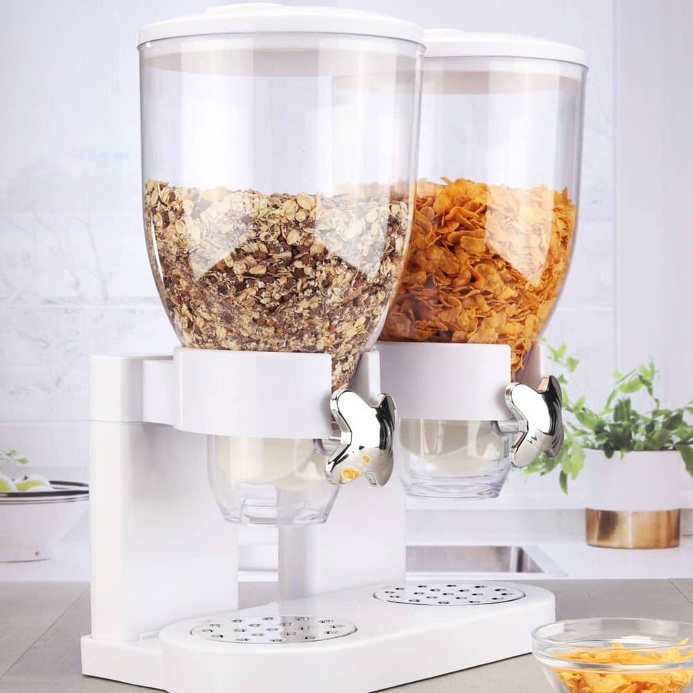 Ontbijtgranen dispenser 2 x 3,5 L wit