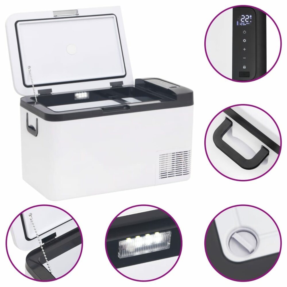 Koelbox met handvat 18 L PP &amp; PE zwart en wit