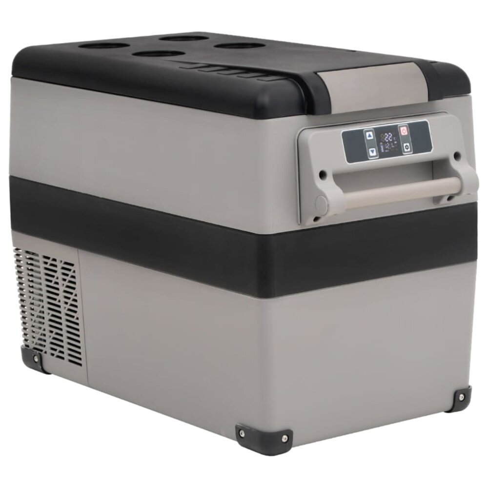 Koelbox met handvat en adapter 55 L PP &amp; PE zwart en grijs