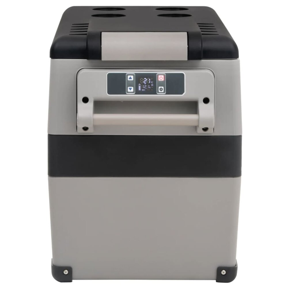 Koelbox met handvat en adapter 55 L PP &amp; PE zwart en grijs