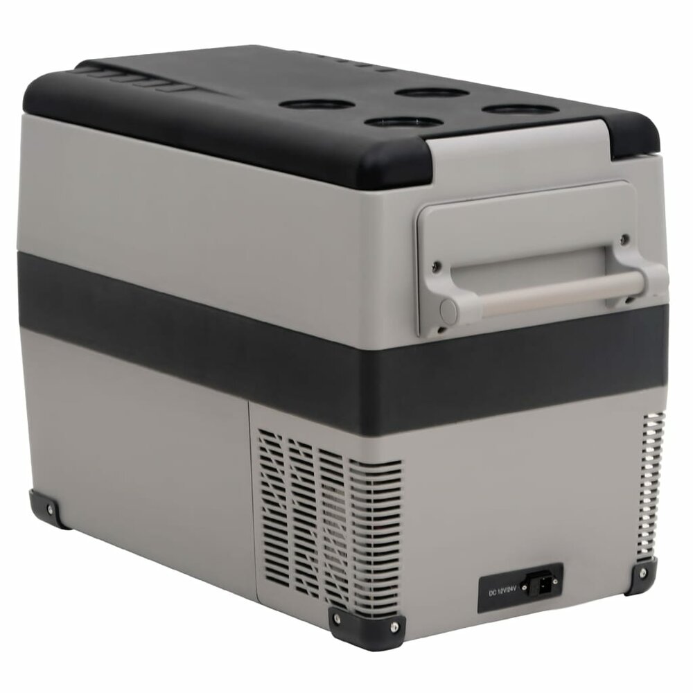 Koelbox met handvat en adapter 55 L PP &amp; PE zwart en grijs
