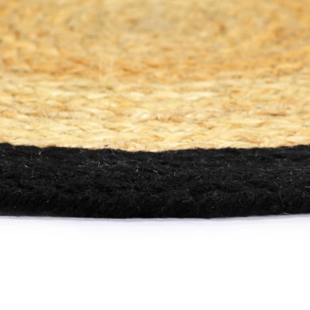Placemats 4 st 38 cm jute en katoen natuurlijk en zwart