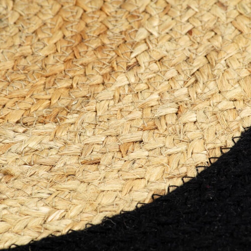 Placemats 4 st 38 cm jute en katoen natuurlijk en zwart