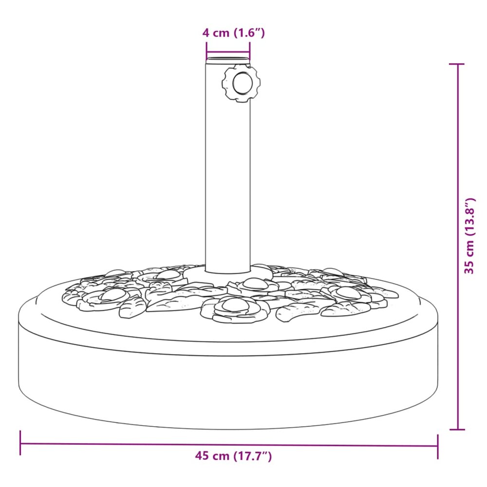 Parasolvoet voor stokken van &Oslash;38 / 48 mm 25 kg rond
